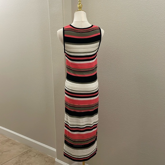 New York & Company Black and White Sheath Midi Dress Halter Sleeveless - Picture 2 of 7